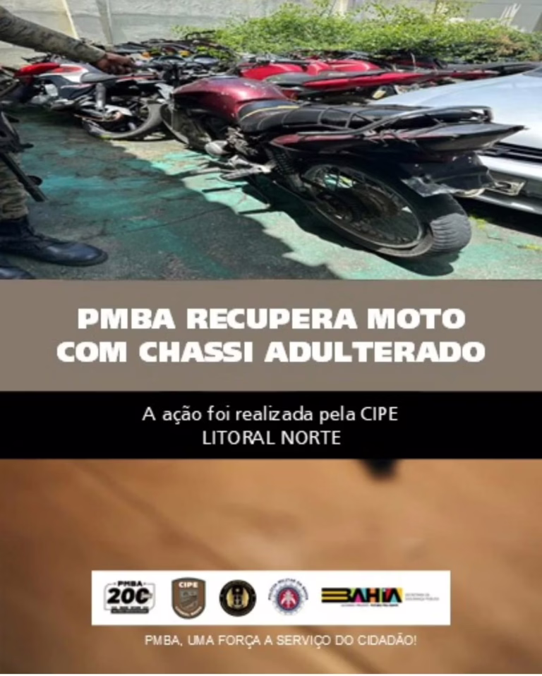 CIPE LN recupera moto com chassi adulterado em Acajutiba; suspeitos fugiram