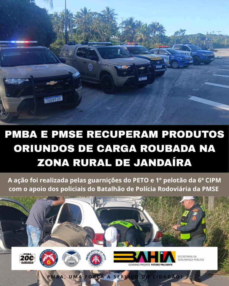 Polícias da Bahia e Sergipe recuperam carga roubada na zona rural de Jandaíra