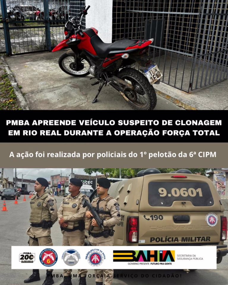 Polícia apreende motocicleta suspeita de clonagem em povoado de Rio Real, no nordeste da Bahia