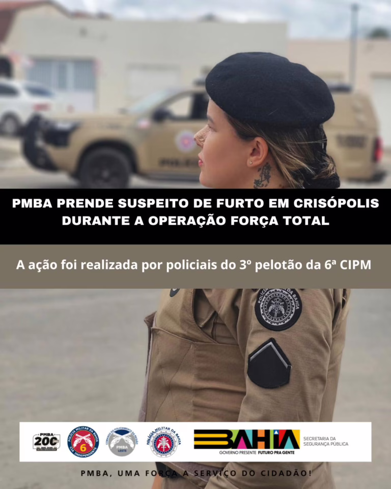 Polícia Militar prende suspeito de furto durante operação força total em Crisópolis