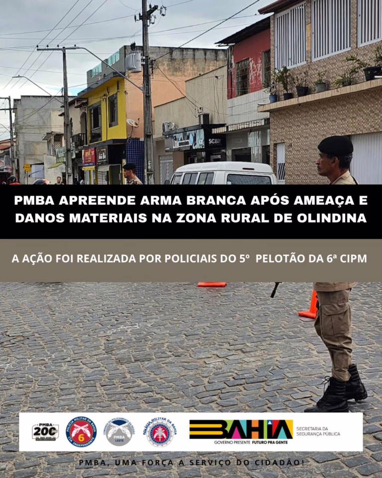 Homem é detido após ameaçar conhecido com facão e danificar motocicleta na zona rural de Olindina