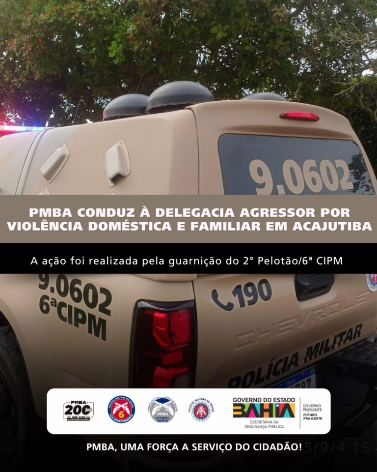 Homem é conduzido à delegacia por violência doméstica em Acajutiba
