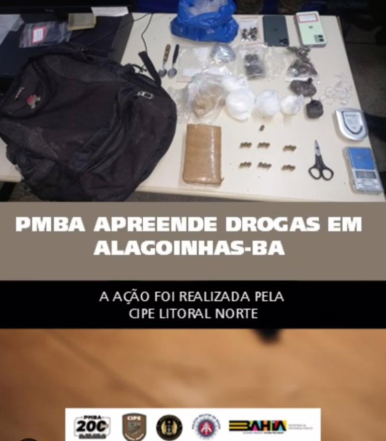 Ação da CIPE Litoral Norte resulta na apreensão de drogas e materiais ilícitos em Alagoinhas (BA)