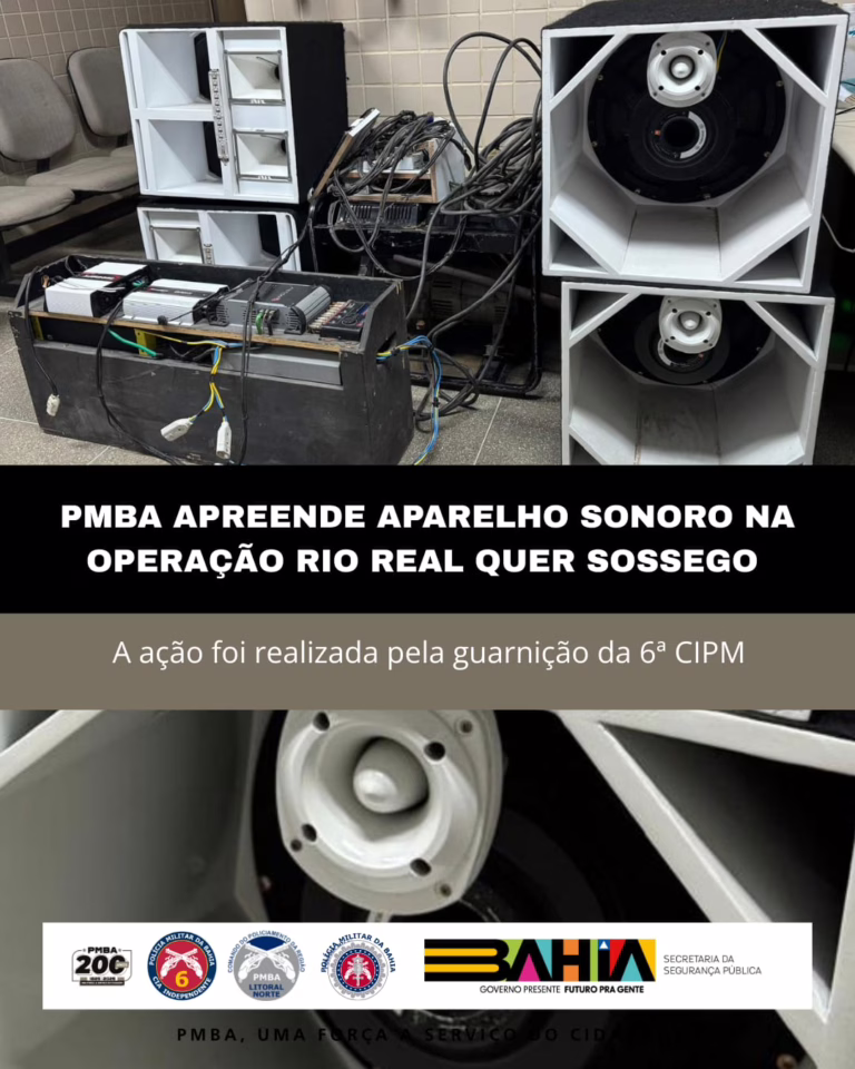 PMBA apreende aparelho sonoro durante Operação “Rio Real Quer Sossego”