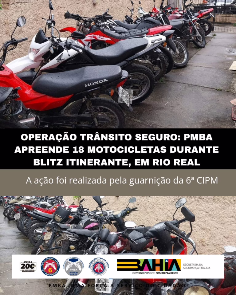 PMBA apreende 18 motocicletas durante blitz itinerante em Rio Real