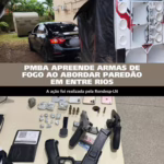 RONDESP-LN apreende armas, simulacro e drogas após abordagem a veículo com ‘paredão’ em Entre Rios