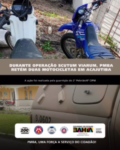 Duas motos são apreendidas durante operação da PM em Acajutiba