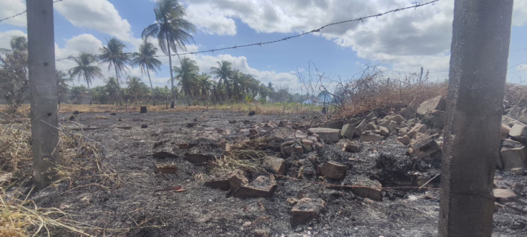 Incêndio em vegetação causa transtornos na Travessa Góes Calmon, em Acajutiba