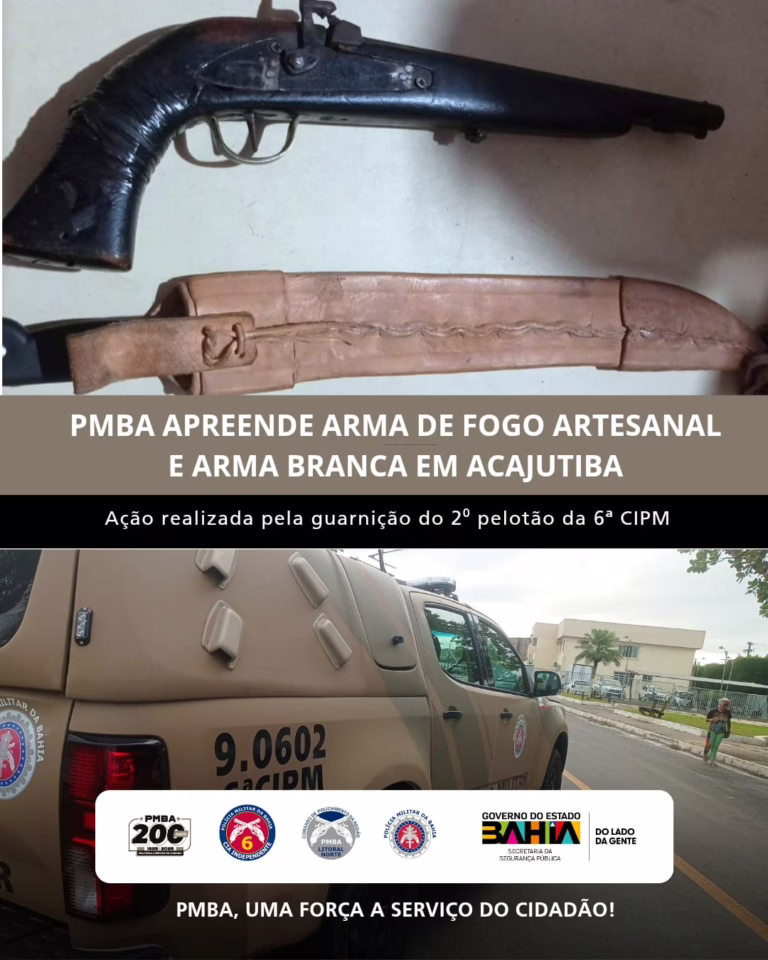 Polícia apreende arma artesanal e prende suspeito após ameaças a familiares em Acajutiba