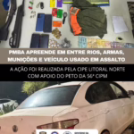 Suspeito é preso após assalto em Aporá; armas, munições e carro são apreendidos em Entre Rios