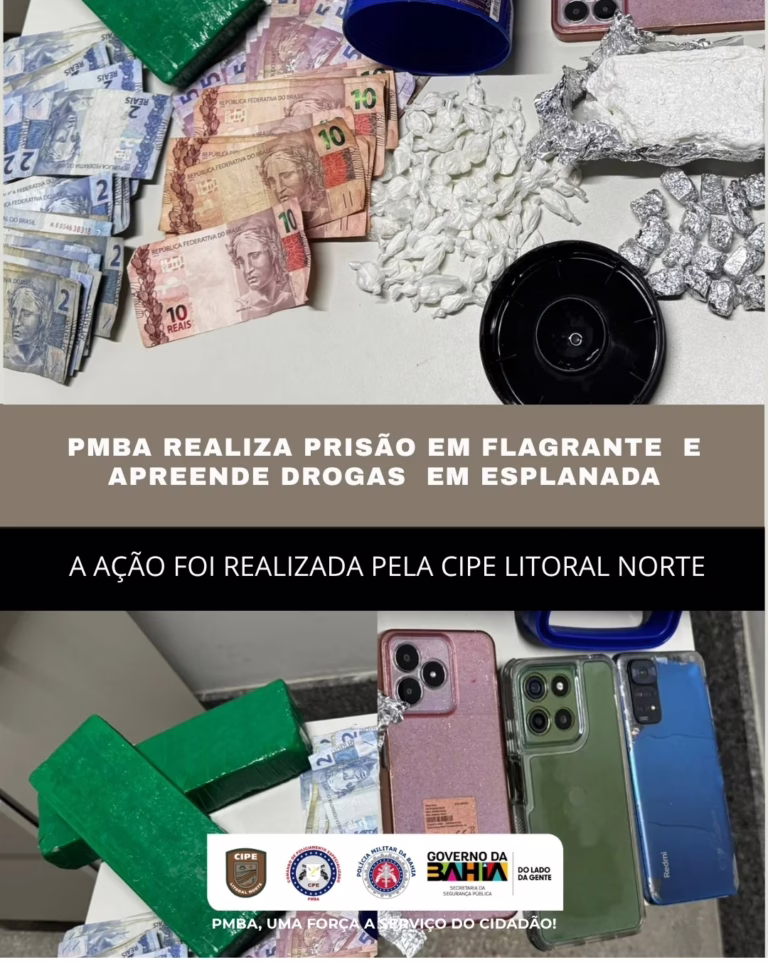 PM apreende drogas e prende suspeitos em flagrante em Esplanada