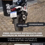 PM recupera motocicleta com restrição de roubo estacionada com chave na ignição em Esplanada