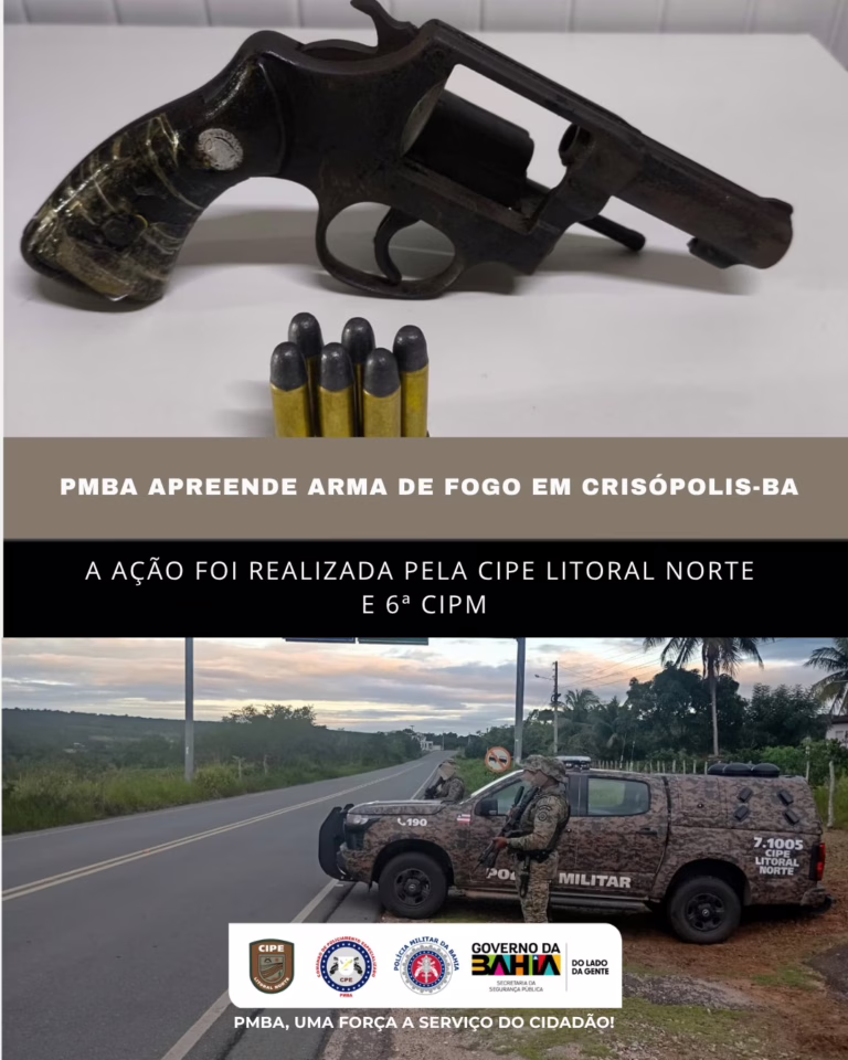PMBA apreende revólver durante patrulhamento em Crisópolis